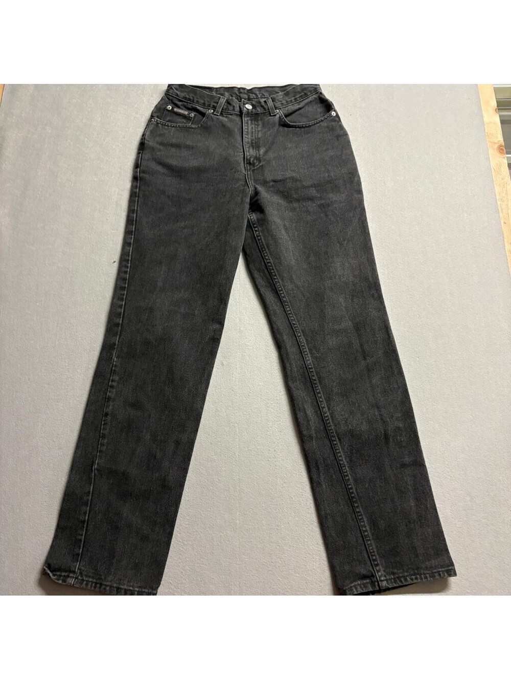 Calvin Klein Jeans Womens 12 Black Denim High Rise Straight Leg Vintage 90s
